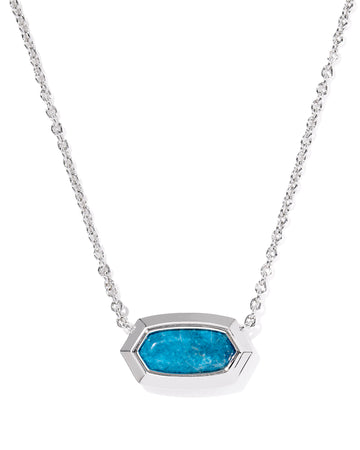 Kendra Scott Elisa Bezel Necklace- Silver with Variegated Indigo Magnesite